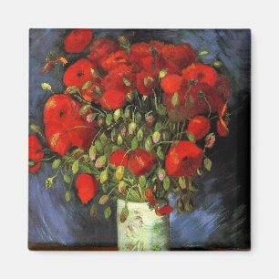 Van Gogh Vase with Red Poppies, Vintage Fine Art Magnet