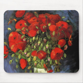 Van Gogh Vase with Red Poppies, Vintage Fine Art Mouse Pad