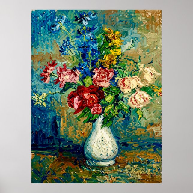 Van Gogh Vase with Roses and Other Flowers Poster (Front)