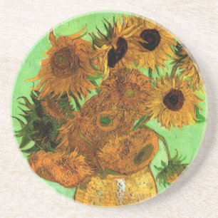 Van Gogh Vase with Sunflowers, Floral Fine Art Coaster