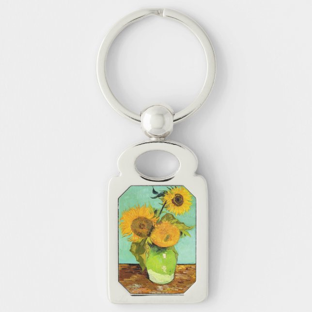 Van Gogh, Vase with Three Sunflowers Key Ring (Front)