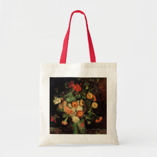 Van Gogh Vase with Zinnias and Geraniums Fine Art Tote Bag