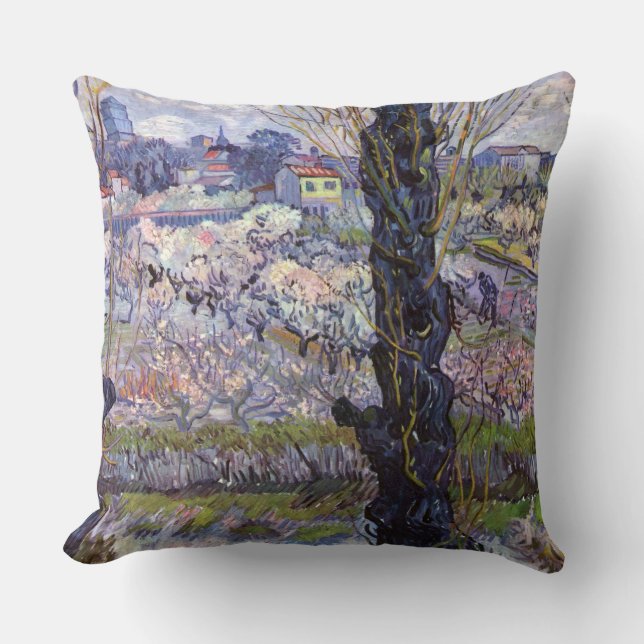 Van Gogh View Arles Flowering Garden Cushion (Front)