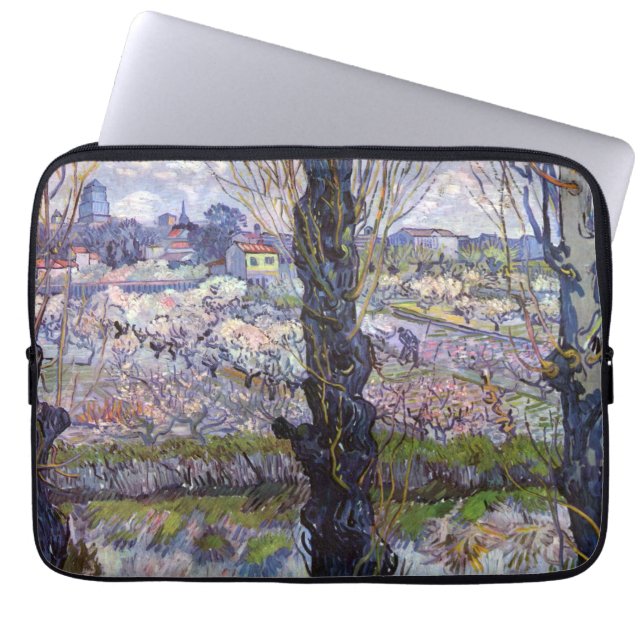 Van Gogh View Arles Flowering Garden Laptop Sleeve (Front)