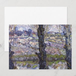 Van Gogh View of Arles Flowering Orchards Art Invitation