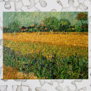 Van Gogh View of Arles w Irises, Vintage Fine Art Jigsaw Puzzle
