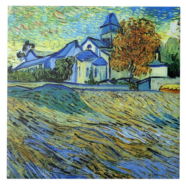 Van Gogh - View of the Church of Saint Paul, Ceramic Tile (Front)
