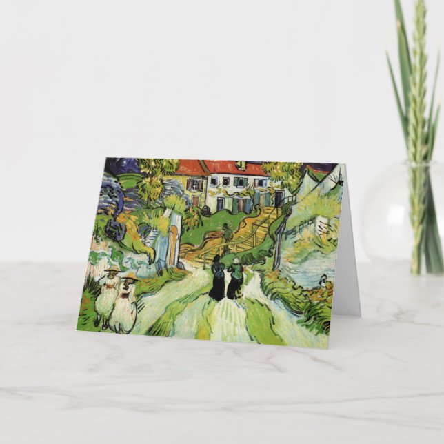 Van Gogh Village Street and Steps Auvers, Figures Card (Front)