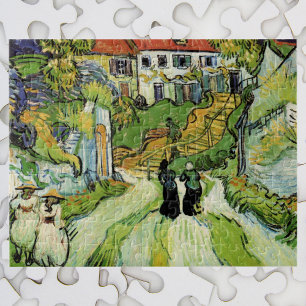 Van Gogh Village Street and Steps Auvers, Figures Jigsaw Puzzle