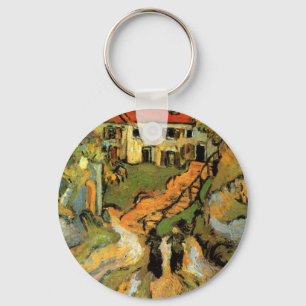 Van Gogh Village Street and Steps Auvers, Figures Key Ring