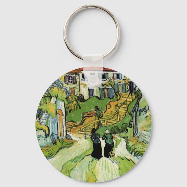 Van Gogh Village Street and Steps Auvers, Figures Key Ring (Front)