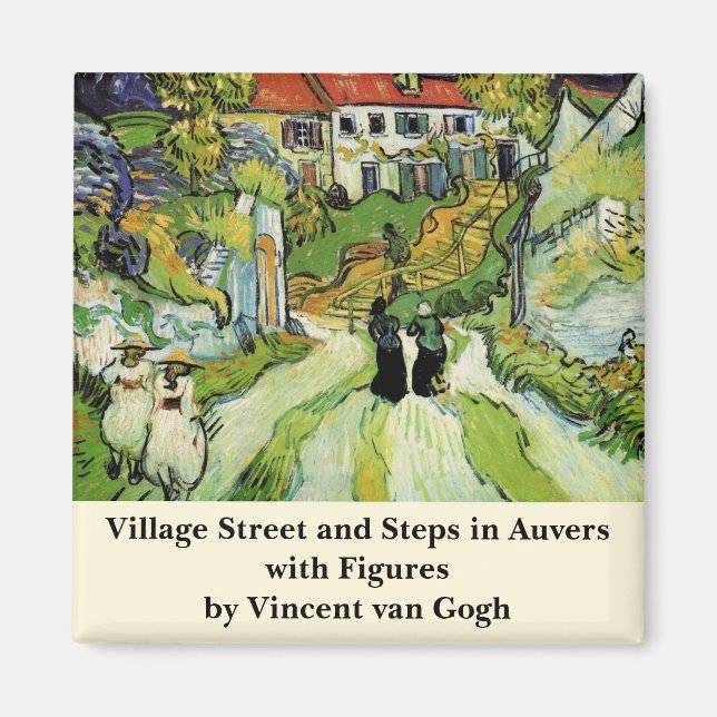 Van Gogh Village Street and Steps Auvers, Figures Magnet (Front)