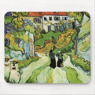 Van Gogh Village Street and Steps Auvers, Figures Mouse Pad