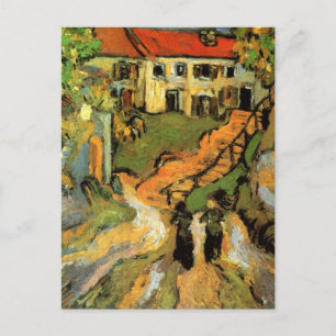 Van Gogh Village Street and Steps Auvers, Figures Postcard