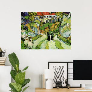 Van Gogh Village Street and Steps Auvers, Figures Poster