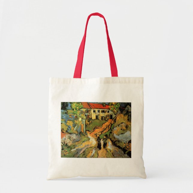 Van Gogh Village Street and Steps Auvers, Figures Tote Bag (Front)