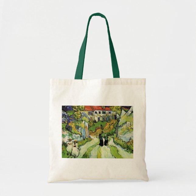 Van Gogh Village Street and Steps Auvers, Figures Tote Bag (Front)
