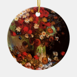 Van Gogh Vintage Flowers in Vase Floral Still Life Ceramic Tree Decoration