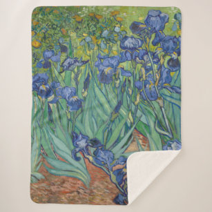 Van Gogh Vintage Irises Sherpa Blanket
