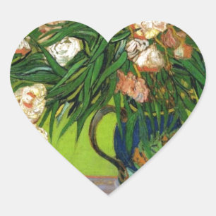 Van Gogh Vintage Painting Blossoms Flowers Vines Heart Sticker