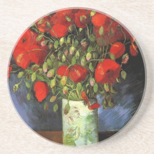 Van Gogh Vintage Painting Blossoms Vase Flowers Coaster