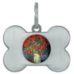Van Gogh Vintage Painting Blossoms Vase Flowers Pet Name Tag