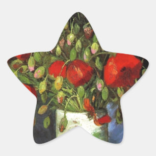 Van Gogh Vintage Painting Blossoms Vase Flowers Star Sticker