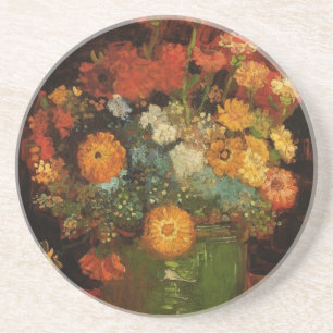 Van Gogh Vintage Painting Vase Flowers Blossoms Coaster