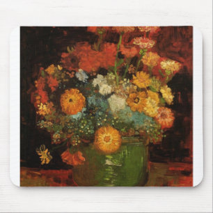 Van Gogh Vintage Painting Vase Flowers Blossoms Mouse Pad
