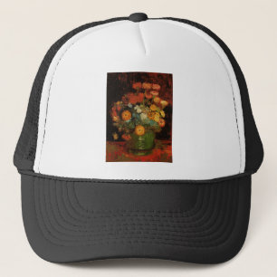 Van Gogh Vintage Painting Vase Flowers Blossoms Trucker Hat