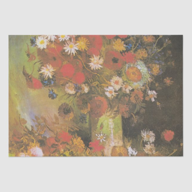 Van Gogh Vintage Peonies and Chrysanthemums Tissue Paper (Front)