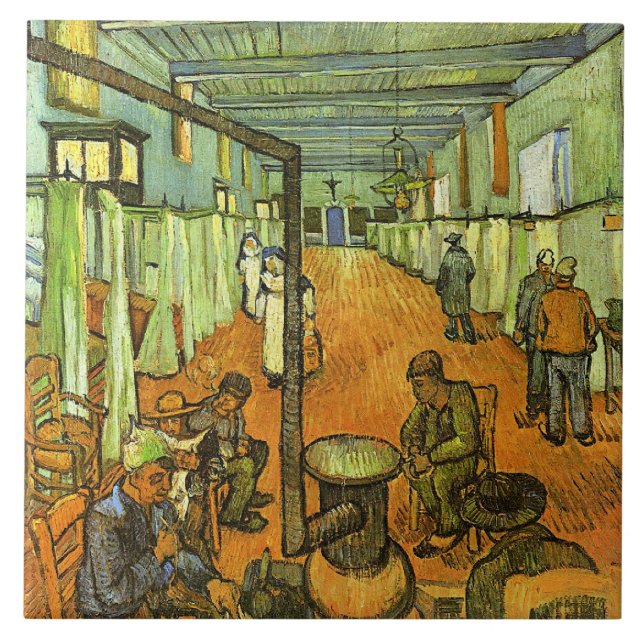 Van Gogh, Ward in the Hospital, Ceramic Tile (Front)