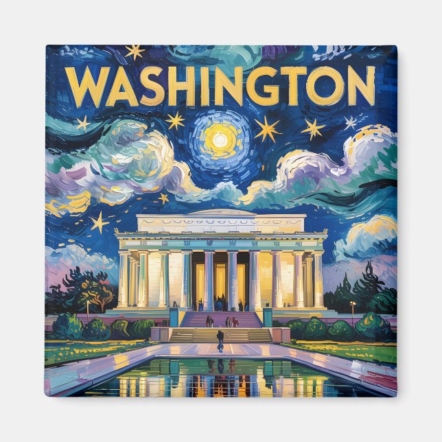 Van Gogh Washington DC Lincoln Memorial Travel Magnet (Front)