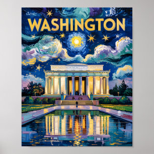 Van Gogh Washington DC Travel Art Lincoln Memorial Poster