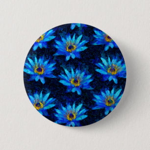 van gogh water lily blue 6 cm round badge