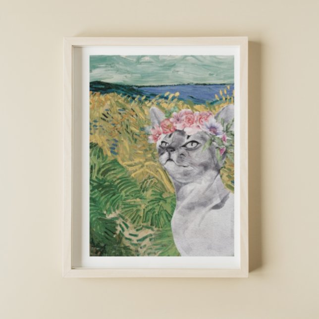 Van Gogh Wheat Field and Fancy Cat Poster (Creator Uploaded)