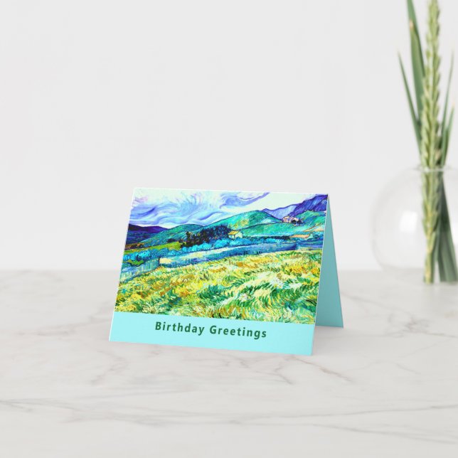 VAN GOGH "Wheat Field Behind Saint Paul" Birthday Card (Front)