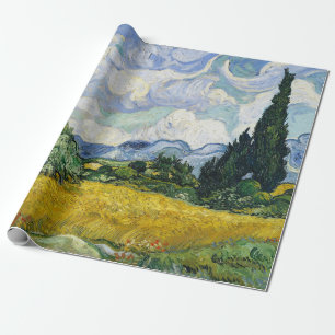 Van Gogh Wheat Field Cypresses Painting Wrapping Paper