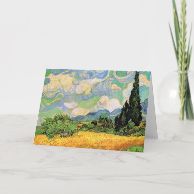 Van Gogh Wheat Field w Cypresses at Haute Galline Card (Front)