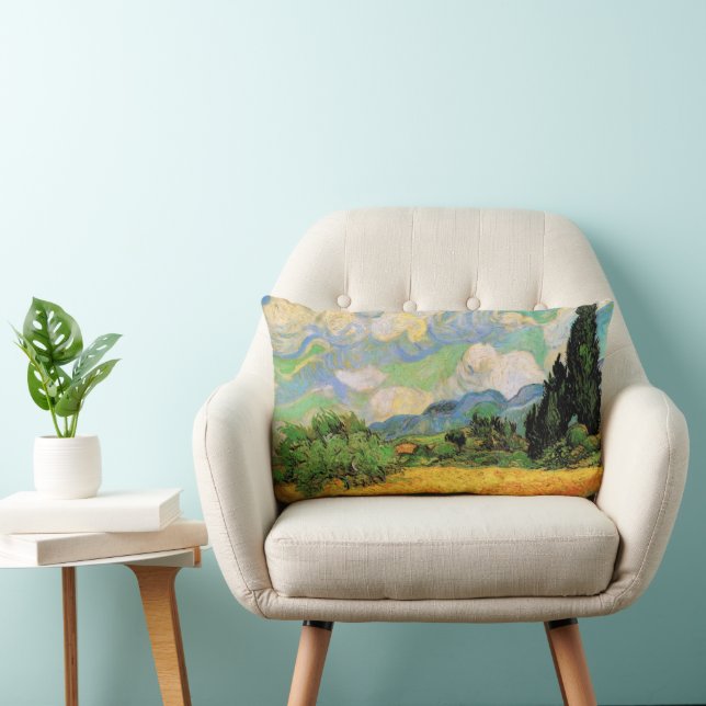 Van Gogh Wheat Field w Cypresses at Haute Galline Lumbar Cushion (Chair)