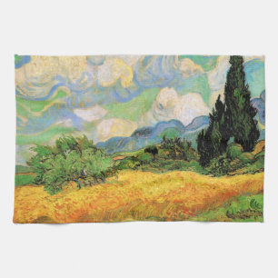 Van Gogh Wheat Field w Cypresses at Haute Galline Tea Towel