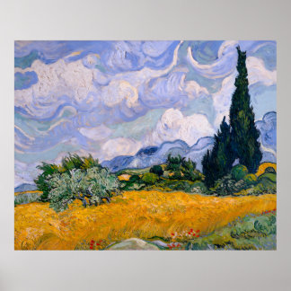 Van Gogh, Wheat Field with Cypresses, 1889 Poster