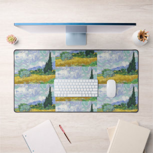 Van Gogh Wheat Field with Cypresses Art Desk Mat