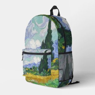Van Gogh Wheat Field with Cypresses Art Printed Backpack