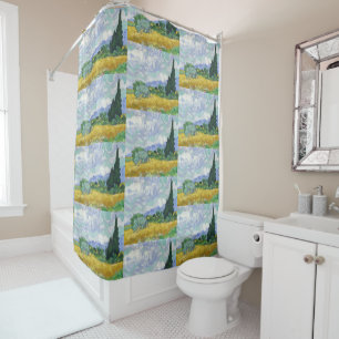 Van Gogh Wheat Field with Cypresses Art Shower Curtain