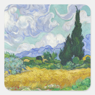 Van Gogh Wheat Field with Cypresses Art Square Sticker