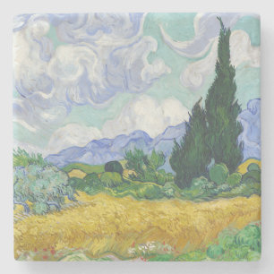 Van Gogh Wheat Field with Cypresses Art Stone Coaster