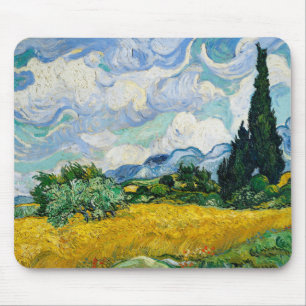 Van Gogh Wheat Field with Cypresses. Impressionism Mouse Pad
