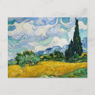 Van Gogh Wheat Field with Cypresses. Impressionism Postcard