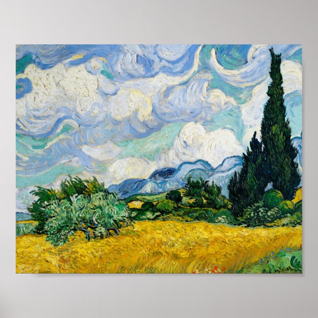 Van Gogh Wheat Field with Cypresses Landscape Poster (Front)
